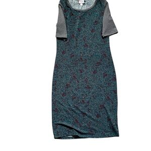 Lularoe Gray and Teal Floral shirt dress Dress